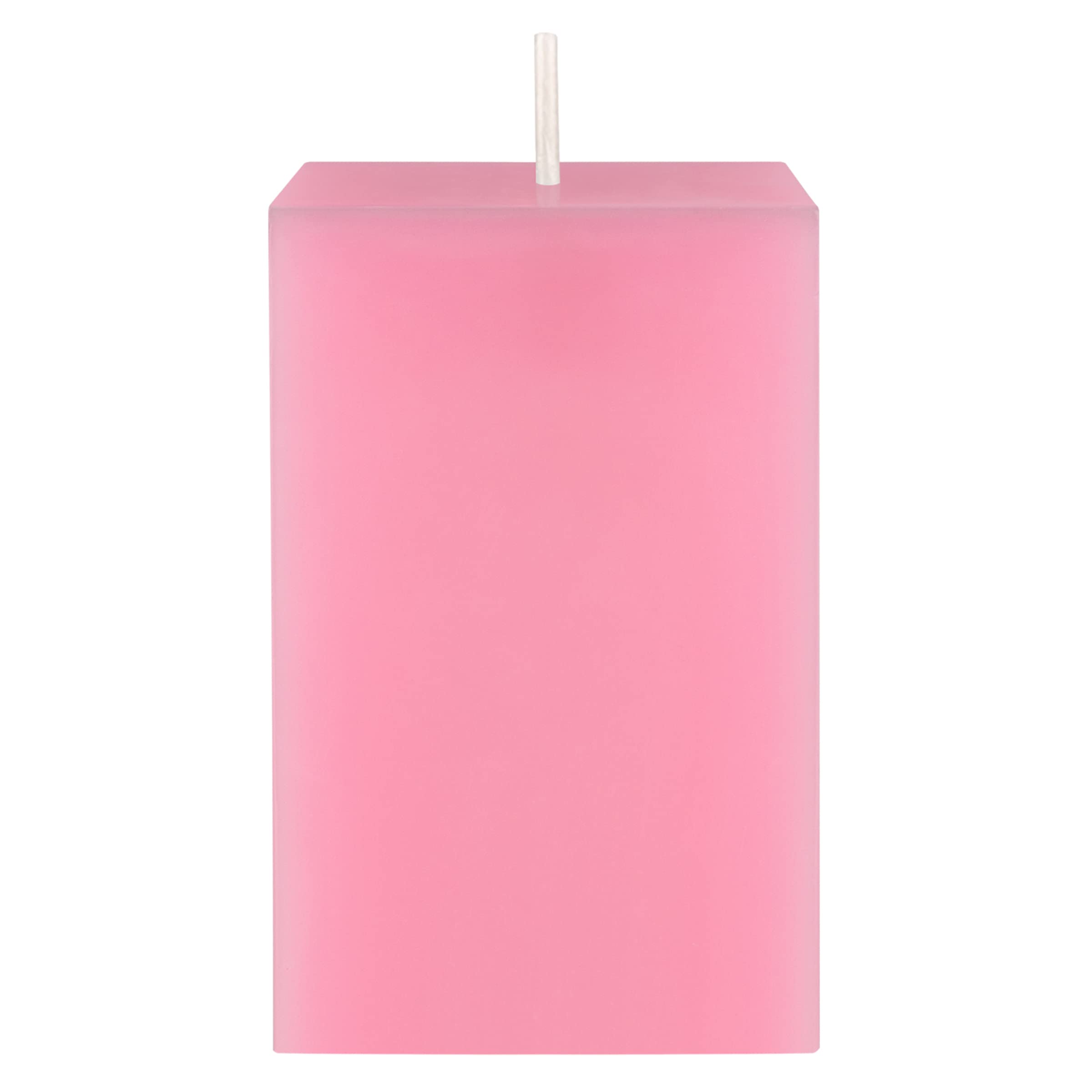 Mega Candles 1 pc Unscented Pink Square Pillar Candle, Hand Poured Premium Wax Candles 2 Inch x 3 Inch, Home Décor, Wedding Receptions, Baby Showers, Birthdays, Celebrations, Party Favors & More