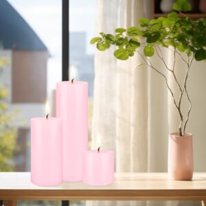 Mega Candles 1 pc Unscented Pink Round Pillar Candle, Hand Poured Premium Wax Candles 3 Inch x 9 Inch, Home Décor, Wedding Receptions, Baby Showers, Birthdays, Celebrations, Party Favors & More