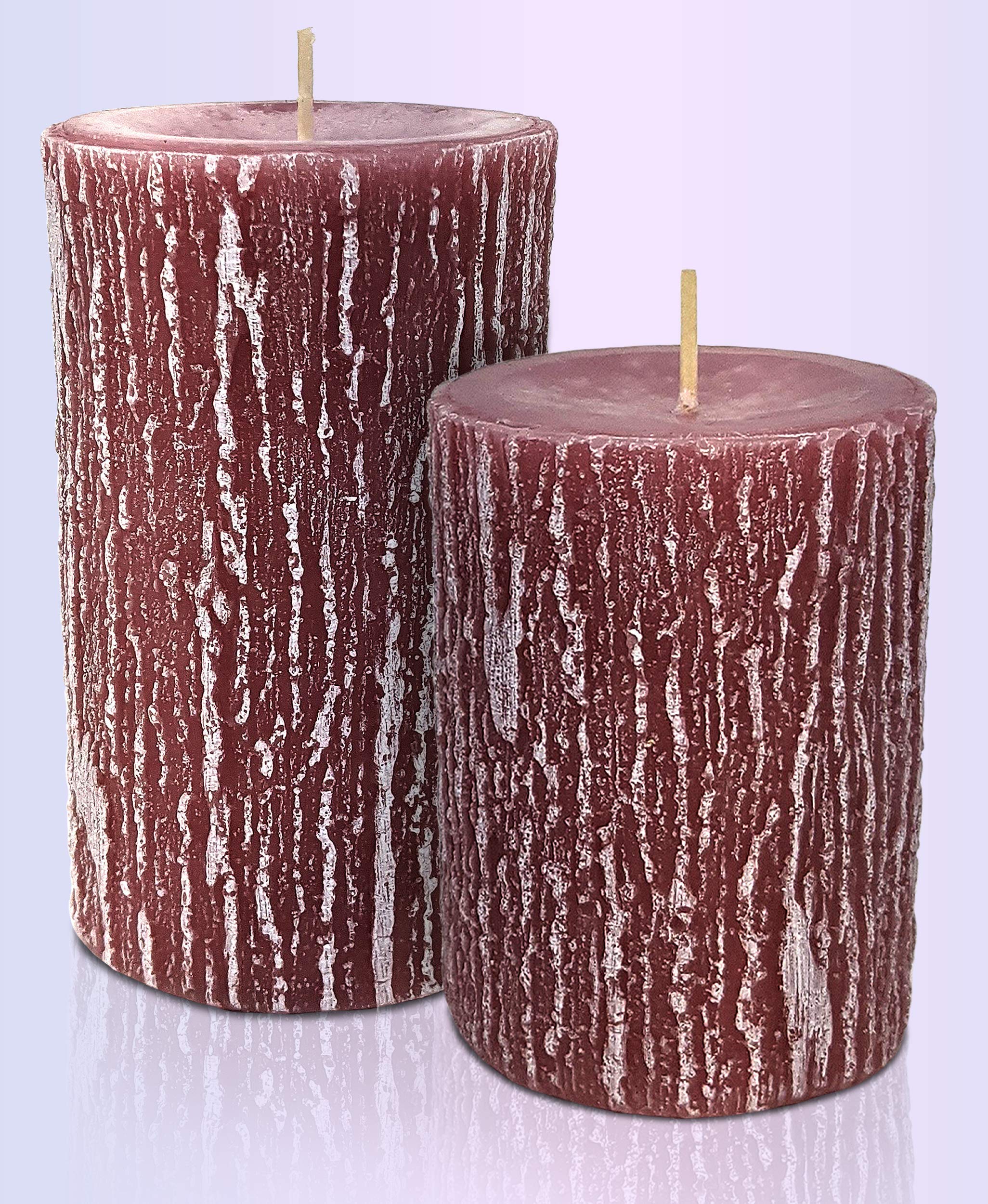 Hyoola Timberline Pillar Candles - 6 Pack - Rose Pink Pillar Candles - European Made Rustic Pillar Candle - 2.5 Inch x 3.5 Inch