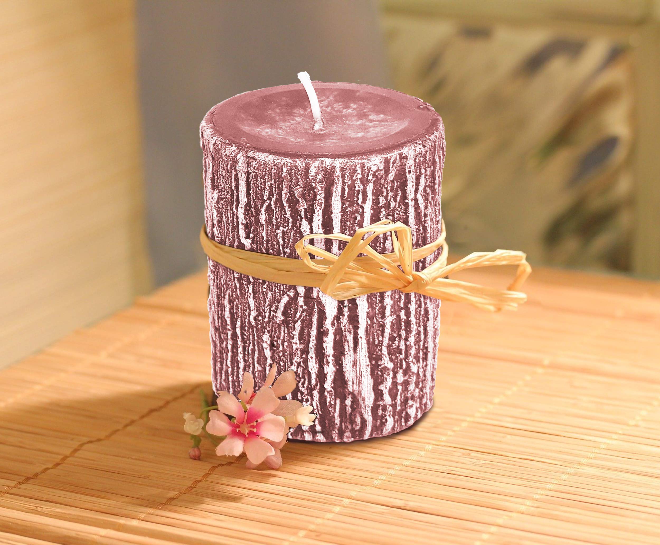 Hyoola Timberline Pillar Candles - 6 Pack - Rose Pink Pillar Candles - European Made Rustic Pillar Candle - 2.5 Inch x 3.5 Inch