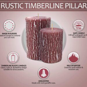 Hyoola Timberline Pillar Candles - 6 Pack - Rose Pink Pillar Candles - European Made Rustic Pillar Candle - 2.5 Inch x 3.5 Inch