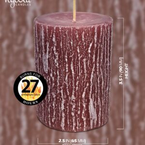 Hyoola Timberline Pillar Candles - 6 Pack - Rose Pink Pillar Candles - European Made Rustic Pillar Candle - 2.5 Inch x 3.5 Inch