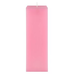 mega candles 1 pc unscented pink square pillar candle, hand poured premium wax candles 3 inch x 9 inch, home décor, wedding receptions, baby showers, birthdays, celebrations, party favors & more