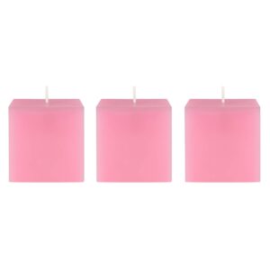 Mega Candles 3 pcs Unscented Pink Square Pillar Candle, Hand Poured Premium Wax Candles 3 Inch x 3 Inch, Home Décor, Wedding Receptions, Baby Showers, Birthdays, Celebrations, Party Favors & More