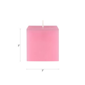 Mega Candles 3 pcs Unscented Pink Square Pillar Candle, Hand Poured Premium Wax Candles 3 Inch x 3 Inch, Home Décor, Wedding Receptions, Baby Showers, Birthdays, Celebrations, Party Favors & More