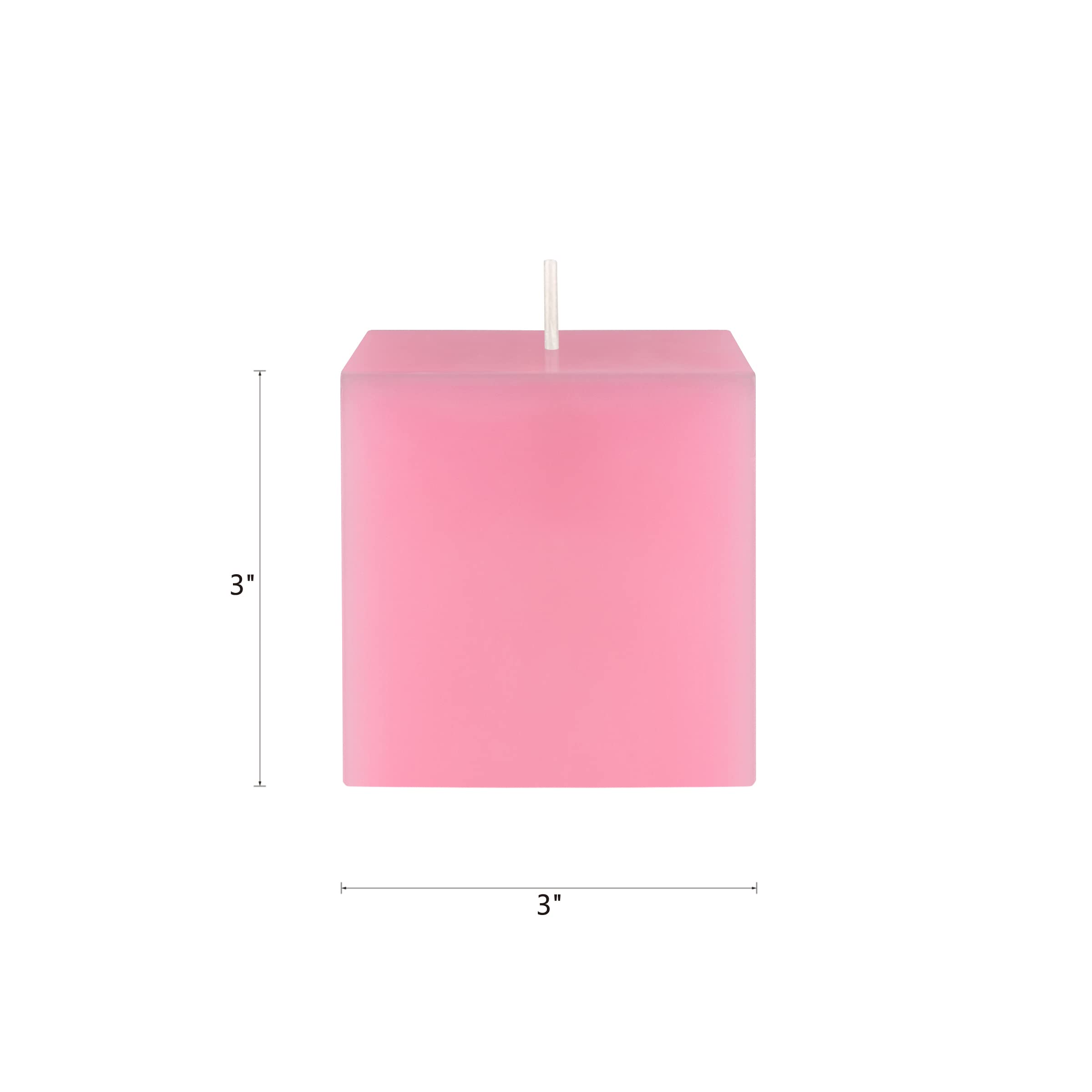 Mega Candles 3 pcs Unscented Pink Square Pillar Candle, Hand Poured Premium Wax Candles 3 Inch x 3 Inch, Home Décor, Wedding Receptions, Baby Showers, Birthdays, Celebrations, Party Favors & More