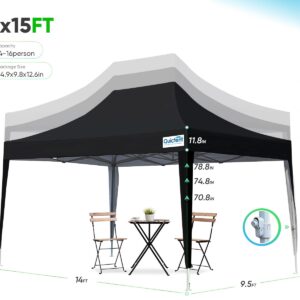 Quictent Privacy 10x15 EZ Pop up Canopy Tent Instant Folding Party Tent Photo Booth with Sidewalls and Wheeled Carry Bag Waterproof (Black)