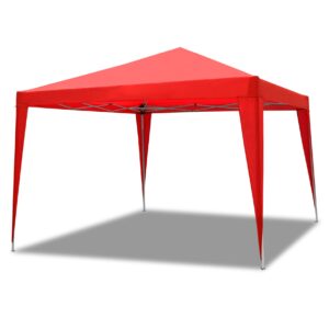 strong camel ez pop up wedding party tent 10'x10' folding gazebo beach canopy w/carry bag 210d oxford fabric (red)