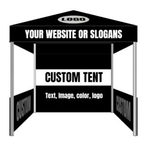 SOSITE Custom Logo Pop Up Canopy Tent for Trade Show with 1pc Full Backwall 2pcs Half Sidewalls-10x10