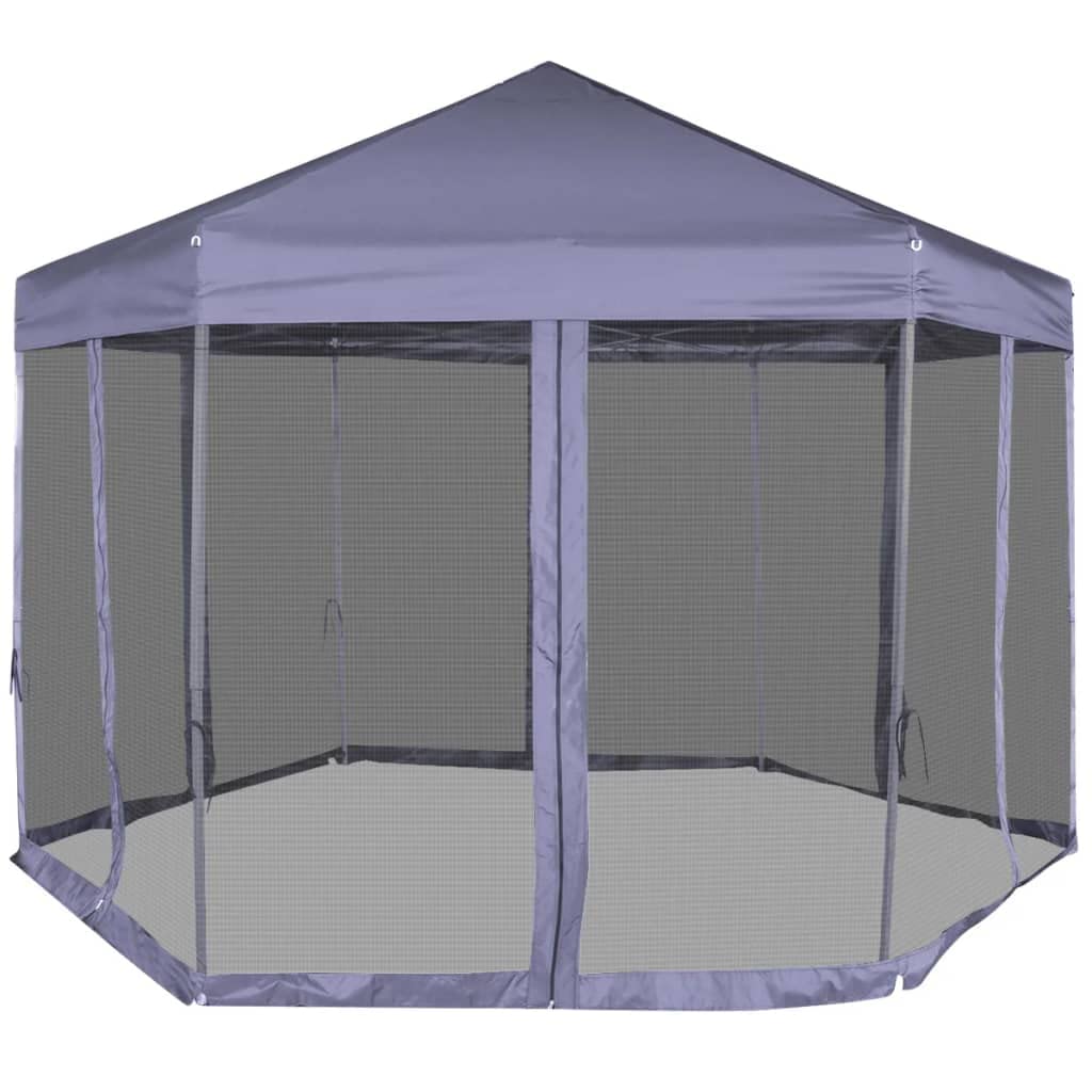 Canopy Tent ,Wedding Party Tent, Outdoor Gazebo,Easy Canopy ,for Outdoor Party Events,Hexagonal Pop-Up Marquee with 6 Sidewalls Dark Blue 11.8'x10.2'