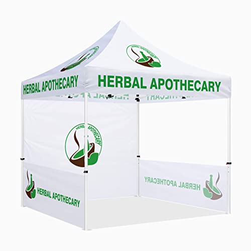 ABLEM8CANOPY Custom Canopy Tent 10x10 with Logo, Personalized Pop Up Canopy Tent with Optional Walls for Business Events, Trade Shows, Farmers Market, Roller Bag Included(Apothecary)