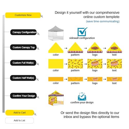 ABLEM8CANOPY Custom Canopy Tent 10x10 with Logo, Personalized Pop Up Canopy Tent with Optional Walls for Business Events, Trade Shows, Farmers Market, Roller Bag Included(Apothecary)