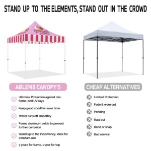 ABLEM8CANOPY Custom Canopy Tent 10x10 with Logo, Personalized Pop Up Canopy Tent with Optional Walls for Business Events, Trade Shows, Farmers Market, Roller Bag Included(ICE Cream)