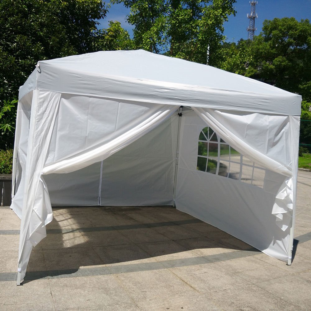 10'x10'EZ Pop UP Wedding Party Tent Folding Gazebo Canopy W/SIDES & Carry Bag