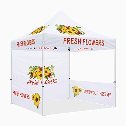 ABLEM8CANOPY Custom Canopy Tent 10x10 with Logo, Personalized Pop Up Canopy Tent with Optional Walls for Business Events, Trade Shows, Farmers Market, Roller Bag Included(Fresh Flower)