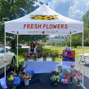 ABLEM8CANOPY Custom Canopy Tent 10x10 with Logo, Personalized Pop Up Canopy Tent with Optional Walls for Business Events, Trade Shows, Farmers Market, Roller Bag Included(Fresh Flower)