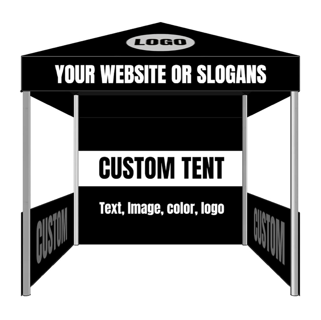 SOSITE Free Design Custom Logo Pop Up Canopy Tent for Trade Show with 1pc Full Backwall 2pcs Half Sidewalls-10x10