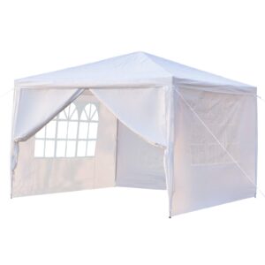 LeftCafe, Canopy Tent, Outdoor Gazebo Party Wedding Tent with Removable Sidewalls Easy Setup for Patio BBQ Cater Party, Camping, White 10 x 4