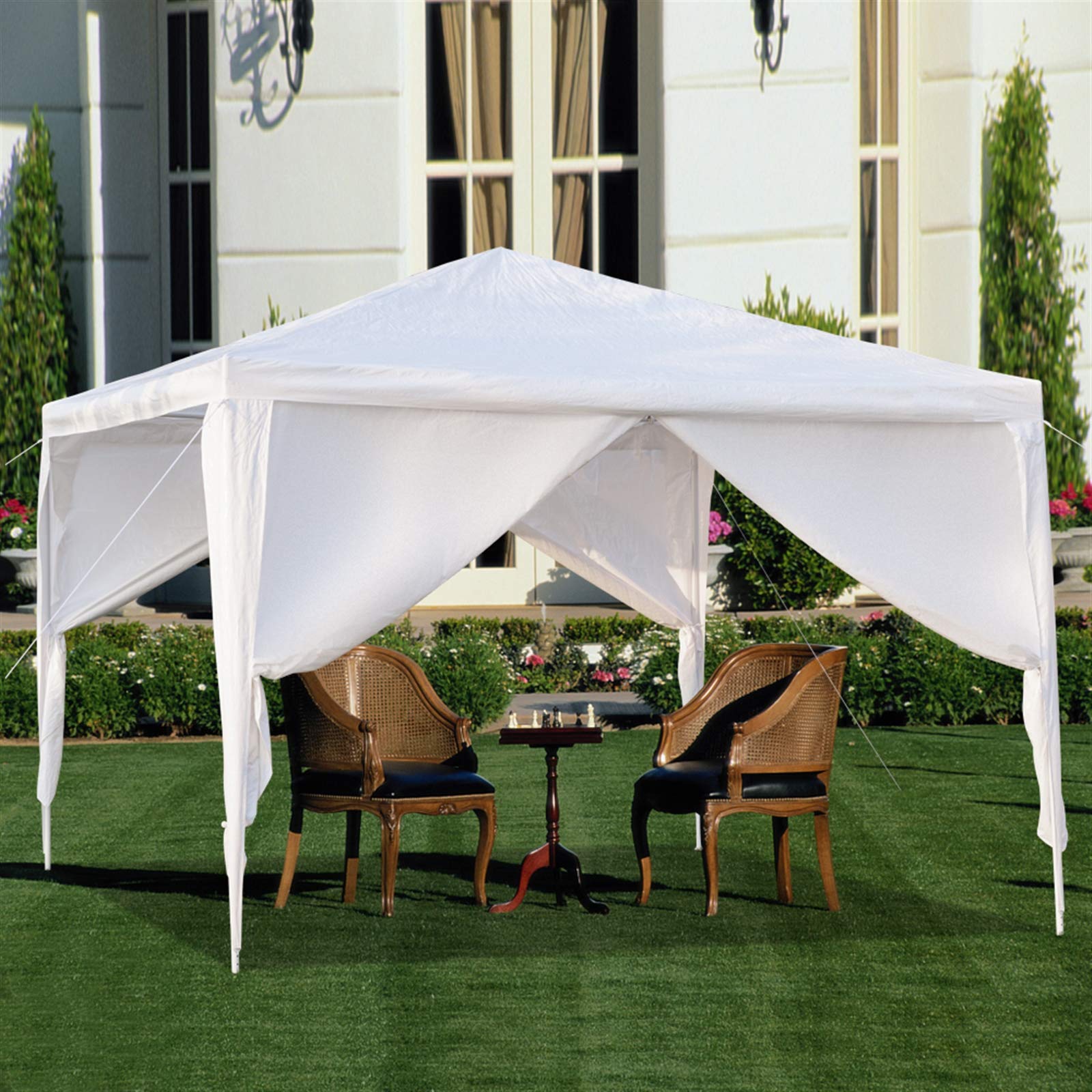 LeftCafe, Canopy Tent, Outdoor Gazebo Party Wedding Tent with Removable Sidewalls Easy Setup for Patio BBQ Cater Party, Camping, White 10 x 4