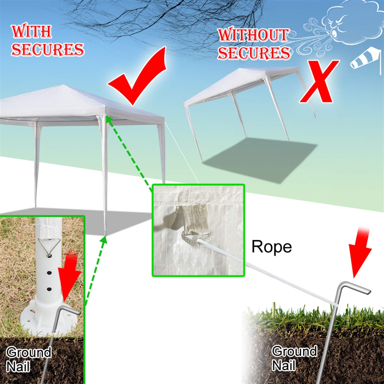 LeftCafe, Canopy Tent, Outdoor Gazebo Party Wedding Tent with Removable Sidewalls Easy Setup for Patio BBQ Cater Party, Camping, White 10 x 4