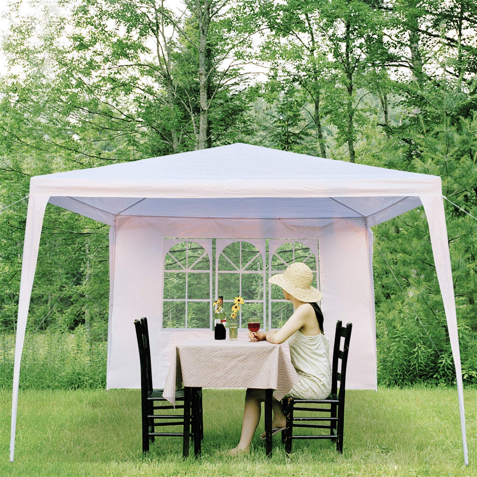 LeftCafe, Canopy Tent, Outdoor Gazebo Party Wedding Tent with Removable Sidewalls Easy Setup for Patio BBQ Cater Party, Camping, White 10 x 4