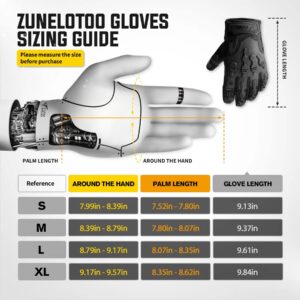 ZUNE LOTOO Tactical Gloves for Men, Touchscreen Motorcycle Gloves Padded Finger Impact Protection, Black Leather Safety Work Gloves Cut Resistant for Paintball Airsoft Range Skeleton Women X-large