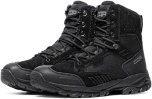 cqr men's military tactical boots, lightweight 6 inches combat boots, durable edc outdoor work boots, fathom 6 - suede black, 12