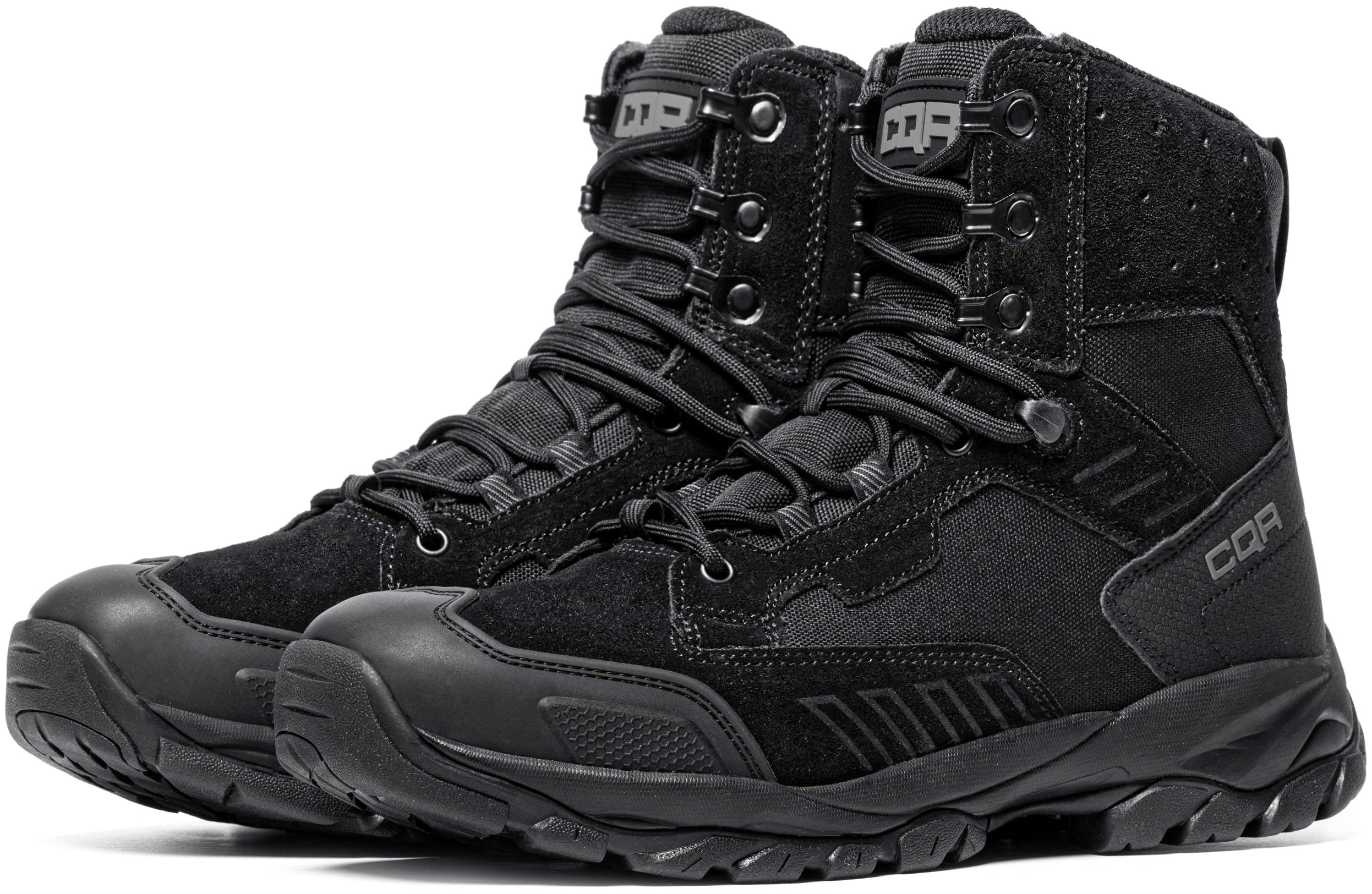 CQR Men's Military Tactical Boots, Lightweight 6 Inches Combat Boots, Durable EDC Outdoor Work Boots, Fathom 6 - Suede Black, 12