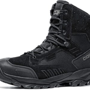 CQR Men's Military Tactical Boots, Lightweight 6 Inches Combat Boots, Durable EDC Outdoor Work Boots, Fathom 6 - Suede Black, 12