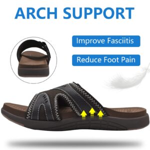 COFACE Mens Sport Recovery Sandals Plantar Fasciitis Soft Cushion Lightweight Orthotic Slides for Men Brown Size 7