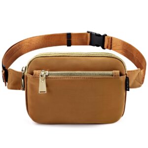 zorfin fanny packs for women men: crossbody belt bag with adjustable strap - fashion waist packs for workout running traveling hiking brown