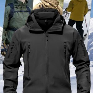 TACVASEN Men's Classic Fleece Liner Hooded Outwear Softshell Tactical Jacket Black,US L