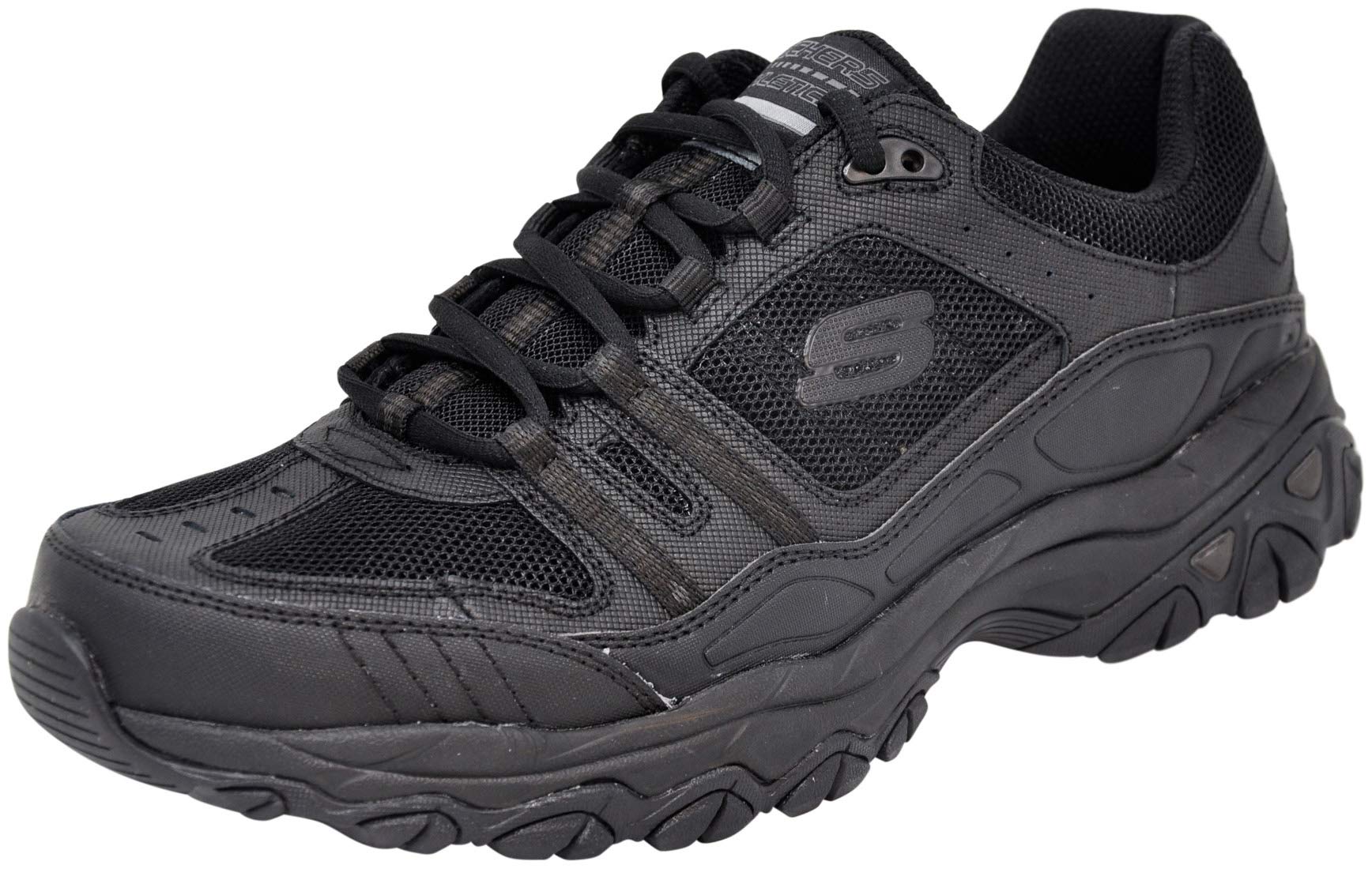 Skechers Men's After Burn Memory Fit - Strike Off Lace-Up Sneaker, Black/Black 8.5 XW US