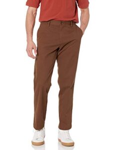 amazon essentials men's classic-fit wrinkle-resistant flat-front chino pant (available in big & tall), brown, 30w x 30l