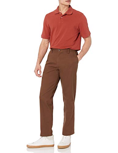 Amazon Essentials Men's Classic-Fit Wrinkle-Resistant Flat-Front Chino Pant (Available in Big & Tall), Brown, 30W x 30L