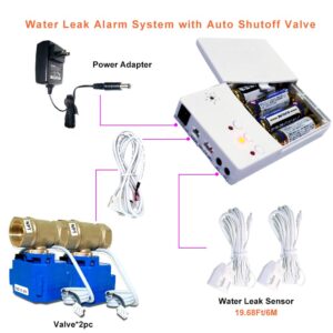 E-SDS Automatic Water Leak Shut off Valve System,Water Leak Detector with 2 Valves,2 Sensors and Sounds Alarm,for Pipes 3/4 NPT,Flood Prevention for Laundry Washing Machines,Water Heaters and More