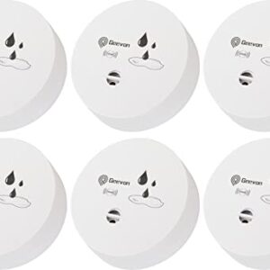 Geevon 6 Pack Water Leak Detectors, 100dB Water Sensor Alarms Flood Detector for Basements, Bathrooms, Laundry Rooms, Kitchens, Garages, and Attics, Water Alarms Battery-Operated (Battery Included)