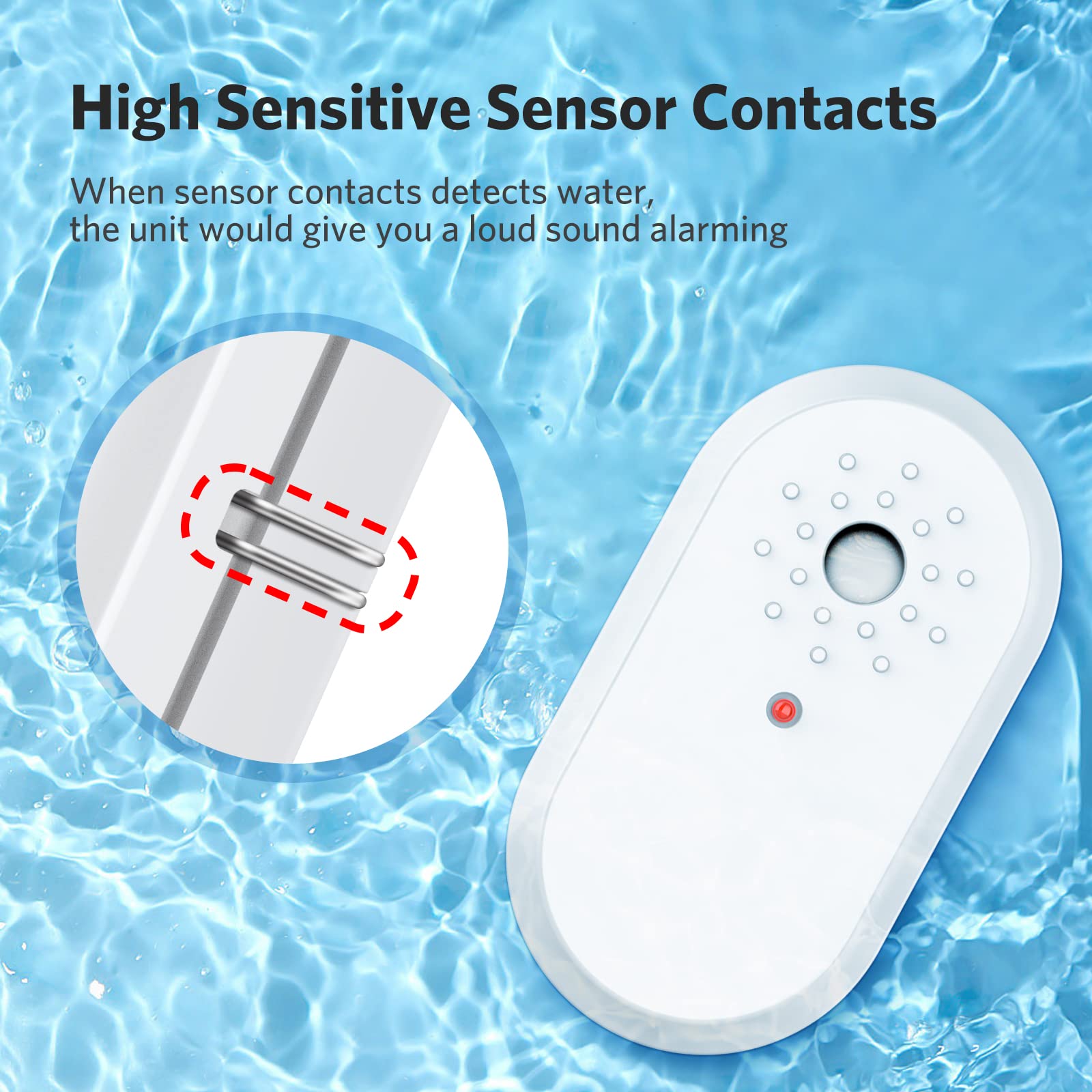 Water Sensor Alarm Leak Detector - 3 Packs Water Leak Sensor with 95dB Audio Alarm Water Leak Detector with Leak and Drip Alert Water Alarm Sensor for Kitchen Bathroom Basement Laundry Room Garage