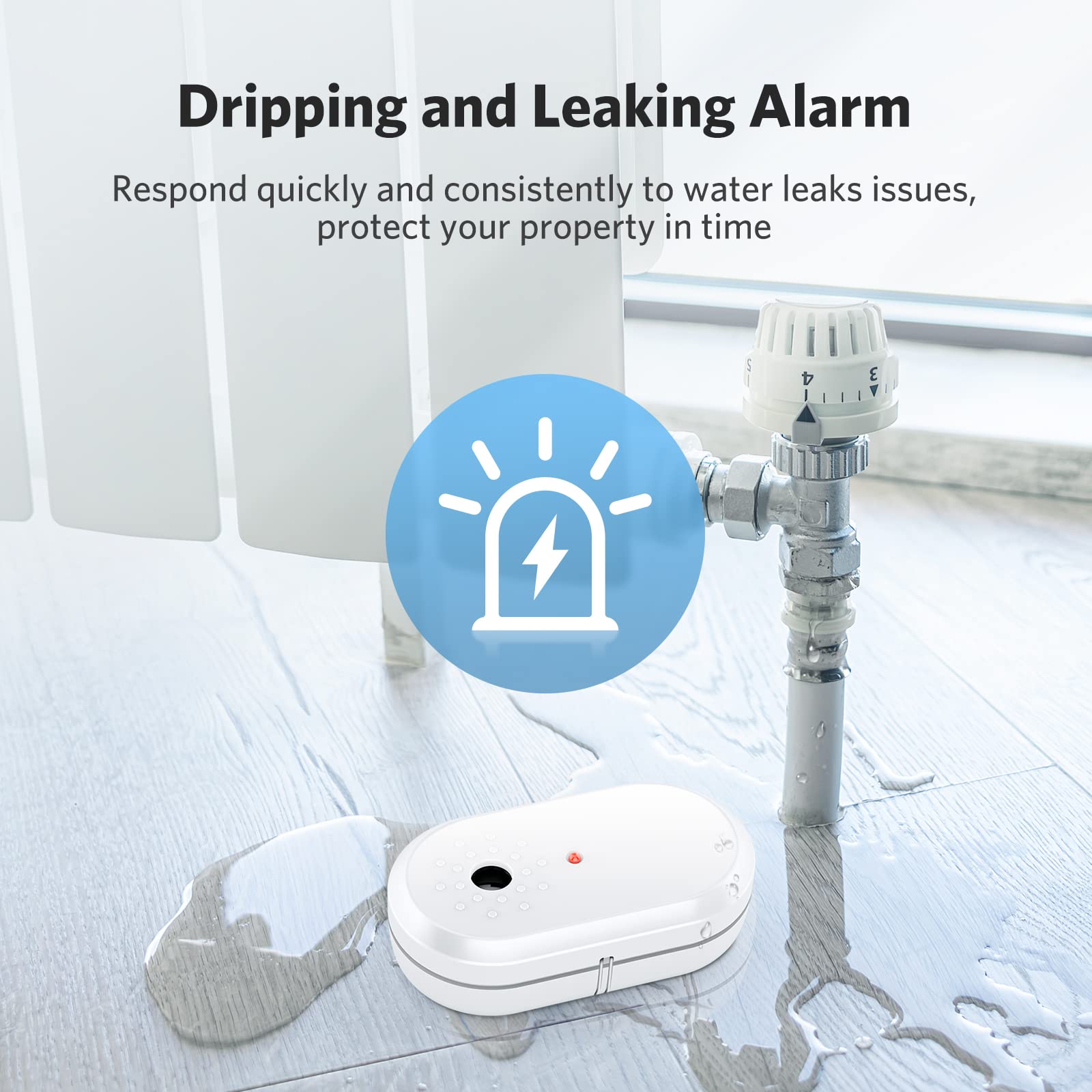 Water Sensor Alarm Leak Detector - 3 Packs Water Leak Sensor with 95dB Audio Alarm Water Leak Detector with Leak and Drip Alert Water Alarm Sensor for Kitchen Bathroom Basement Laundry Room Garage