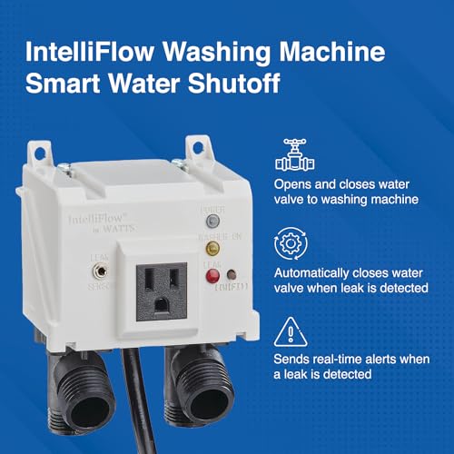 Watts Intelliflow A2C-SC 1/2 Washing Machine Smart Water Shutoff Valve With Leak Sensor and Real-time Text and Email Alert Capability, Without Wall Box