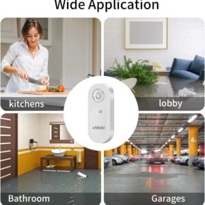 eMylo Water Leak Detector WiFi, 120dB Water Sensor for Leak WiFi with App Notification, WiFi Water Sensor Work with Tuya and Smart Life APP for Kitchen, Bathroom, Warehouse, Laundry, Basement