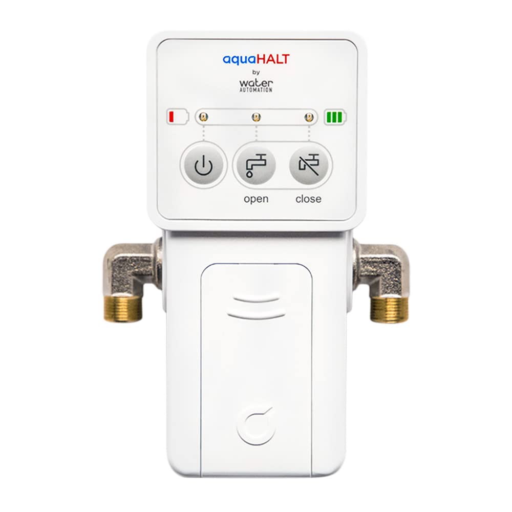 aquaHALT Smart Water Toilet Leak Detector Alarm and Automatic Shut Off Valve - Water Sensor Alarm Shut Off Tool - Easy Installation - Battery Operated - Protect Your Home from Water Damage