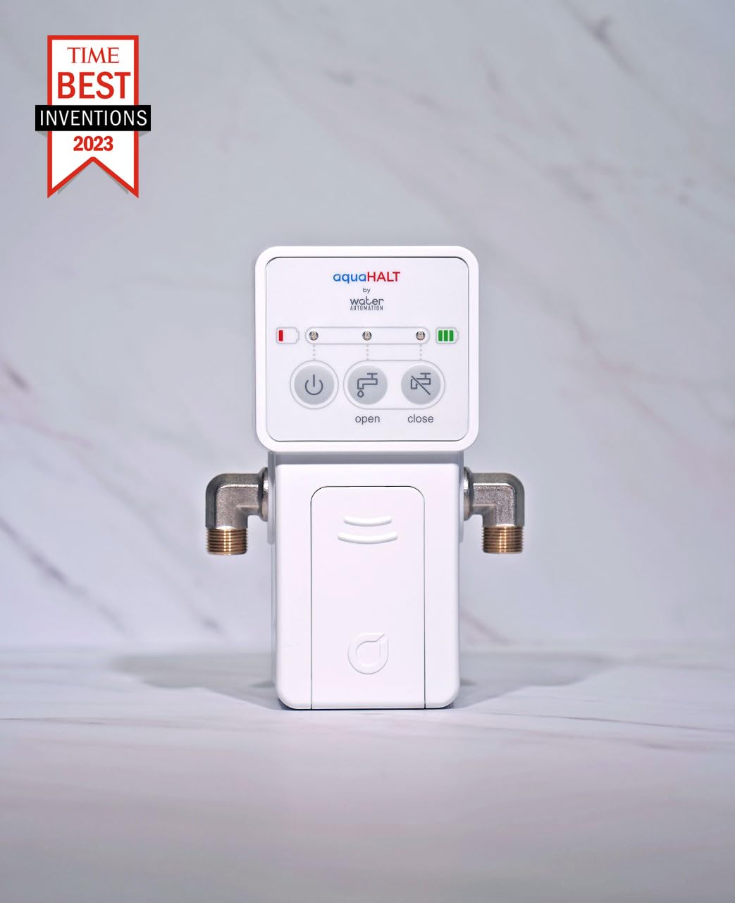 aquaHALT Smart Water Toilet Leak Detector Alarm and Automatic Shut Off Valve - Water Sensor Alarm Shut Off Tool - Easy Installation - Battery Operated - Protect Your Home from Water Damage