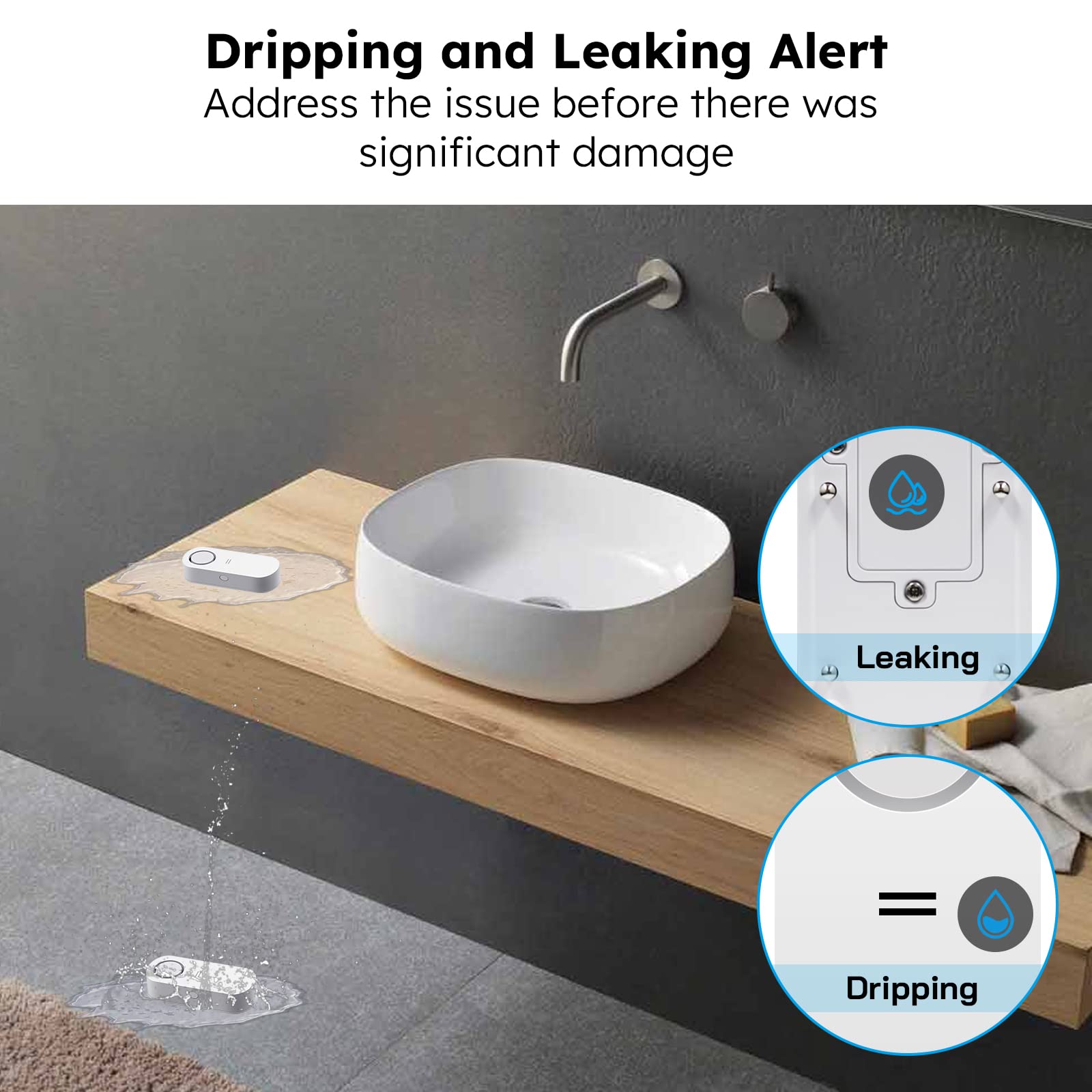 AGSHOME Water Detector Alarm, wifi Water Sensor 5-pack & Hub Kit,120db Alarm and App Alerts, Leak and Drip Alert , for Home, Basement (Not support 5G WIFI)