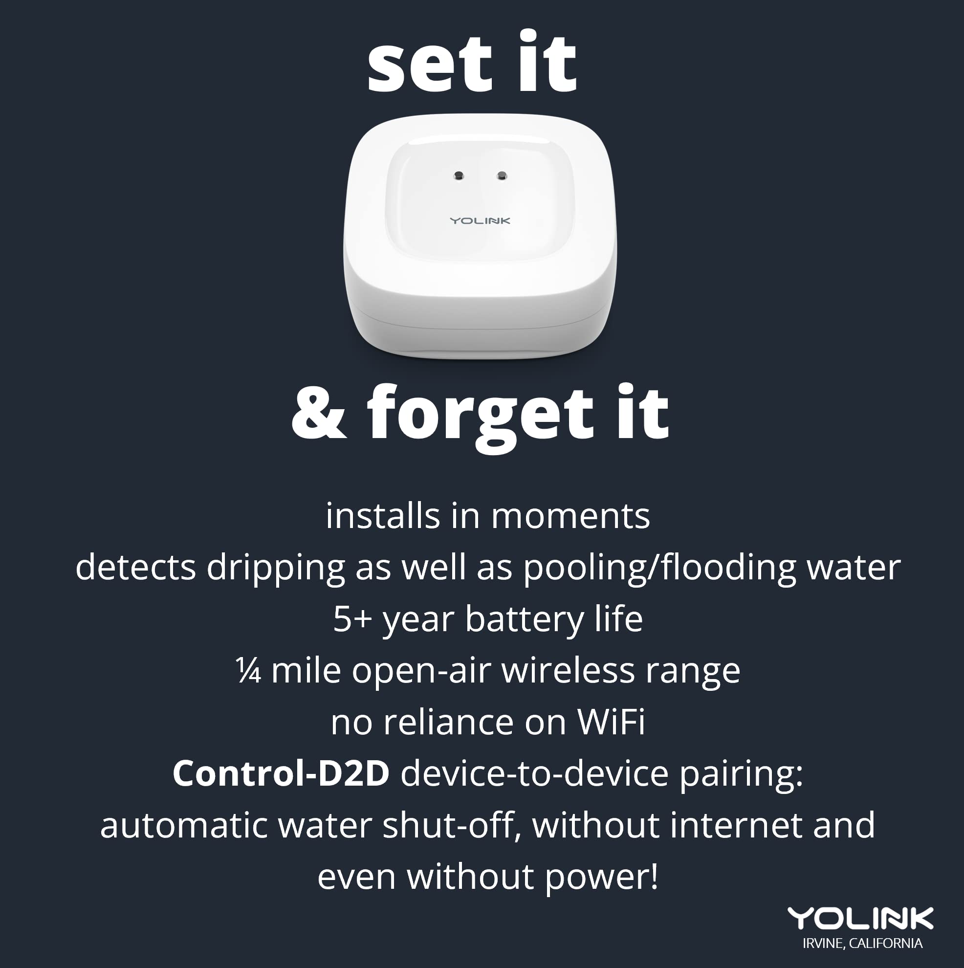 YoLink Water Leak Detection Starter Kit, w/SpeakerHub Audio/Talking Hub & Water Leak Sensor 1, LoRa Up to 1/4 Mile Open-Air Range, SMS/Text, Email & Push Notifications, w/Alexa, IFTTT, Home Assistant