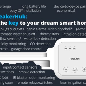 YoLink Water Leak Detection Starter Kit, w/SpeakerHub Audio/Talking Hub & Water Leak Sensor 1, LoRa Up to 1/4 Mile Open-Air Range, SMS/Text, Email & Push Notifications, w/Alexa, IFTTT, Home Assistant