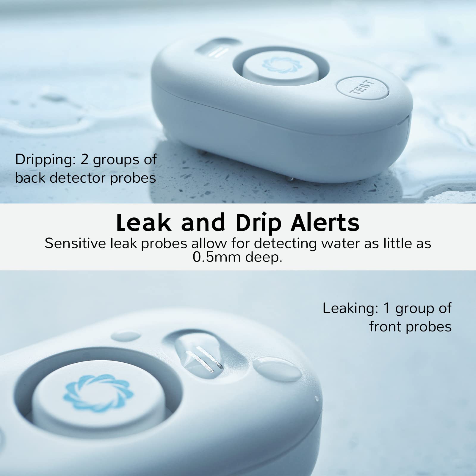 Airthereal Water Leak Detector 3-Pack with WiFi Gateway, Water Alarm Sensor with 0-120dB 4-Level Adjustable Alarm, Leak and Drip Alert with App Alerts for Home, Basement (Not Support 5G WiFi)