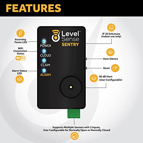 Level Sense Sentry WiFi Connected Sump Pump Alarm (w/Float Switch)