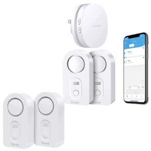 Govee WiFi Water Sensor 2 Pack, 100dB Adjustable Alarm Bundle with Govee Water Detectors 2 Pack, 100dB Adjustable Audio Alarm Sensor