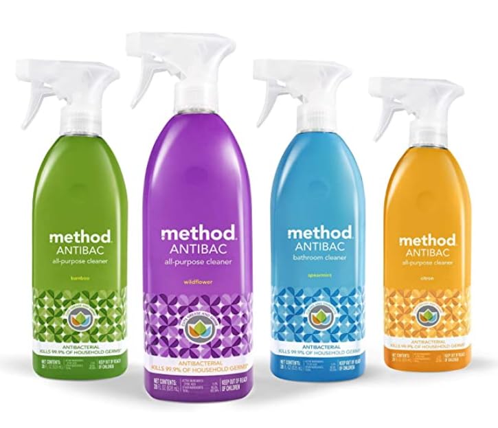 Method Antibacterial All-Purpose Cleaner Spray, Bamboo, Kills 99.9% of Household Germs, 28 Fl Oz (Pack of 4)